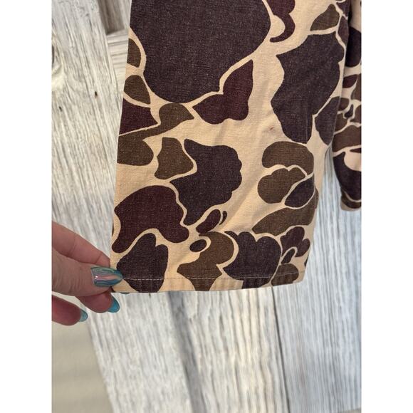 VINTAGE Winchester Jacket large Brown Frog Camo Lightweight Duck Hunting Button - Picture 5 of 6
